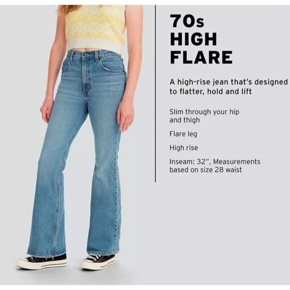Levis 70s Flare leg Jeans high waist sz 32 - Picture 1 of 10